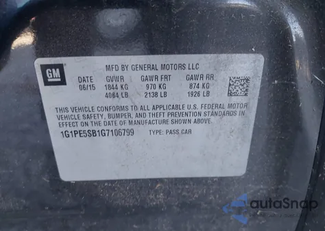 2016 Chevrolet Cruze Limited 1Lt Auto z USA, uszkodzony, nr VIN 1G1PE5SB1G7106799